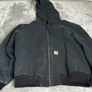 Vintage Carhartt J140 Canvas Quilt Lined Hooded Jacket Men’s Size Large Green